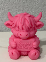 Hattie the Highland Cow Desktop Encouragement 3D Printed