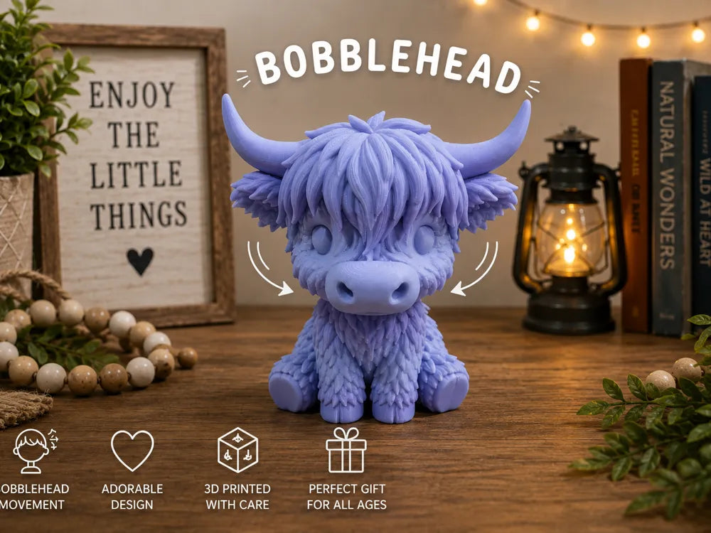 Highland Cow Bobblehead 3D printed