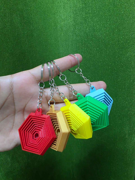 Hexagon Fidget Keychain 3D printed