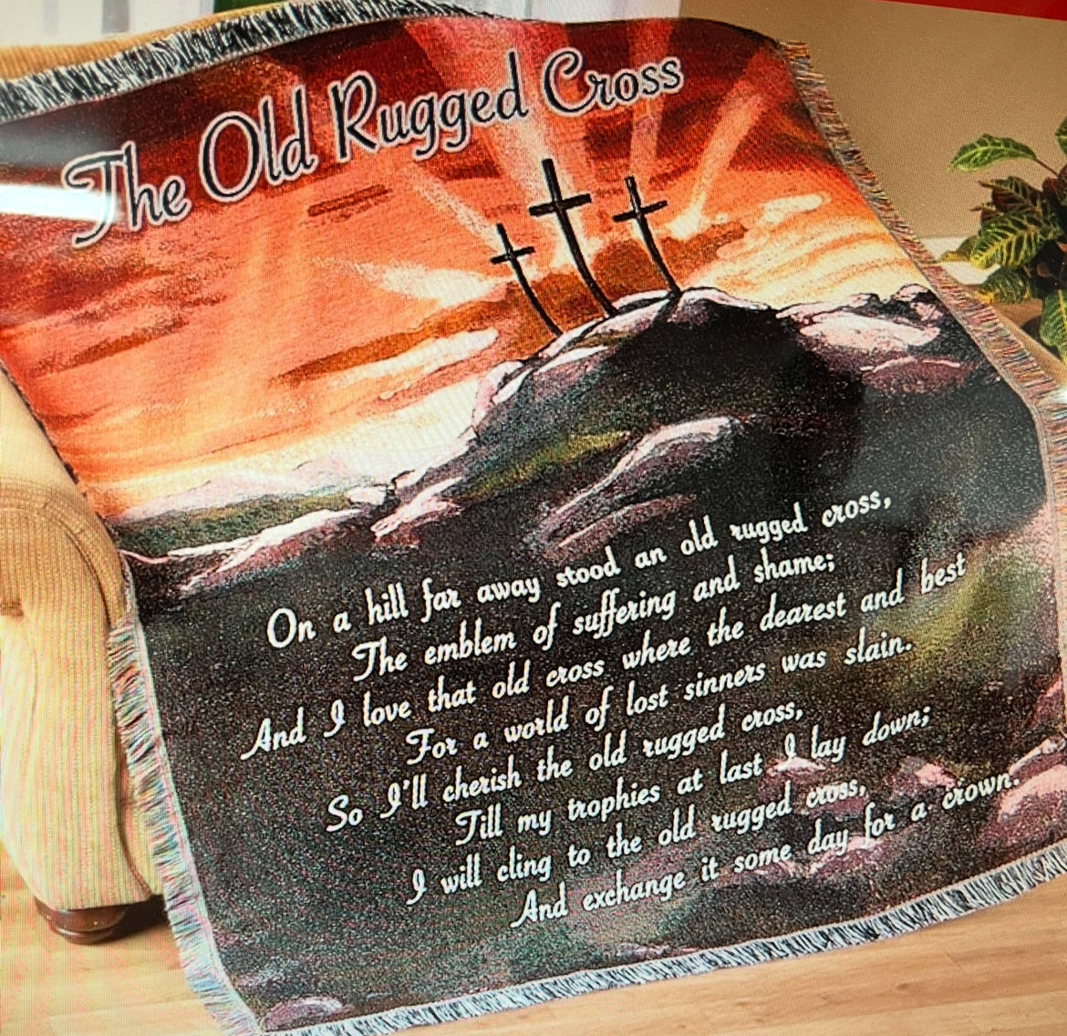 Rugged Cross Tapestry Throw Blanket