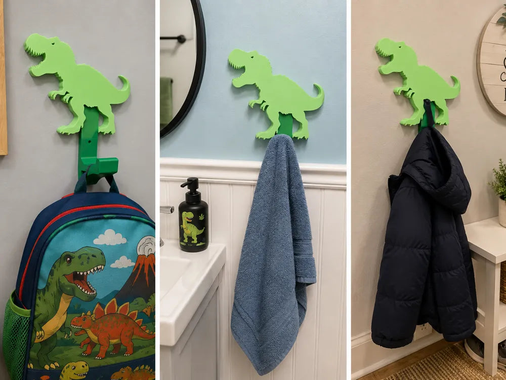 T-Rex Swappable Kids Wall Hook 3D printed