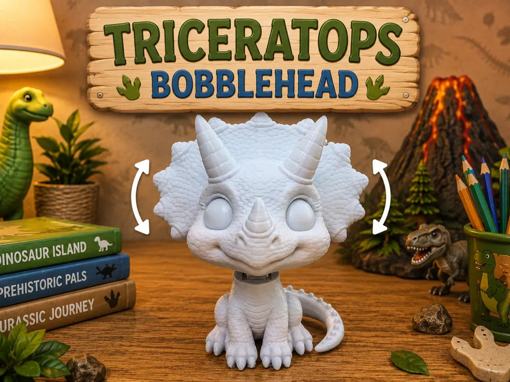 Triceratops Bobblehead 3D printed