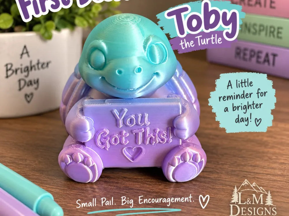 Turtle Desktop Encouragement 3D Printed