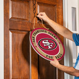 San Francisco 49ers Round Door Décor with Hanging Rope, 18x1