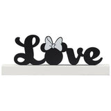 Love Minnie Mouse Metal Decor With Wood Base