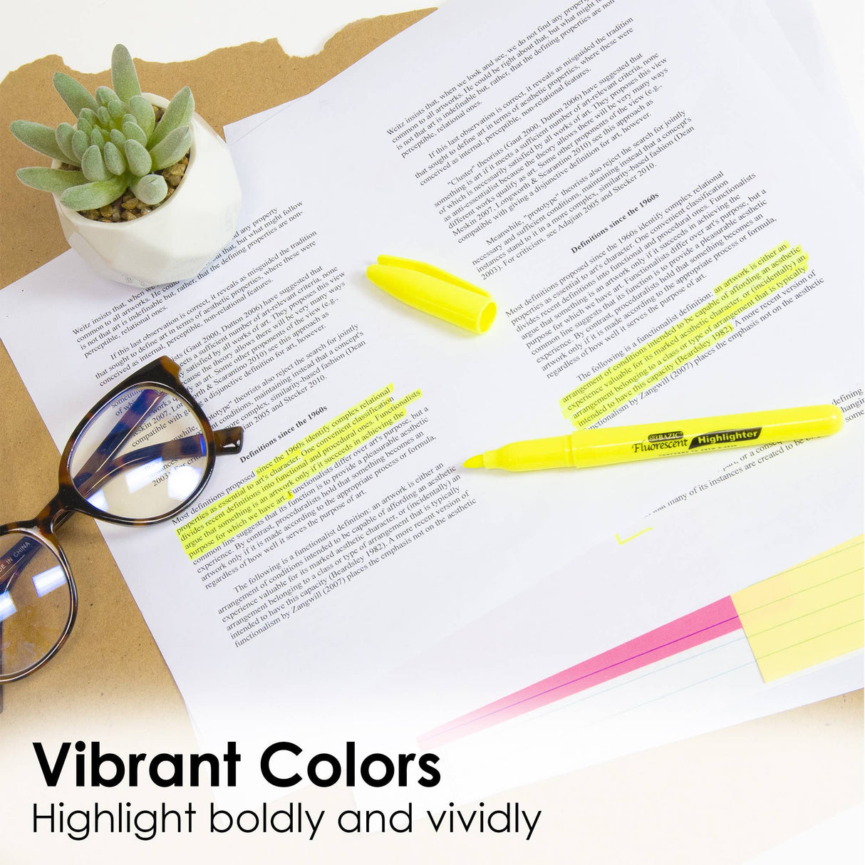 Fluorescent Highlighter Asst Color w/ Pocket Clip (12/Pack)