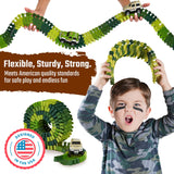 Dinosaur Race Car Journey Track Set Toy, STEM Glow In The Dark Toy