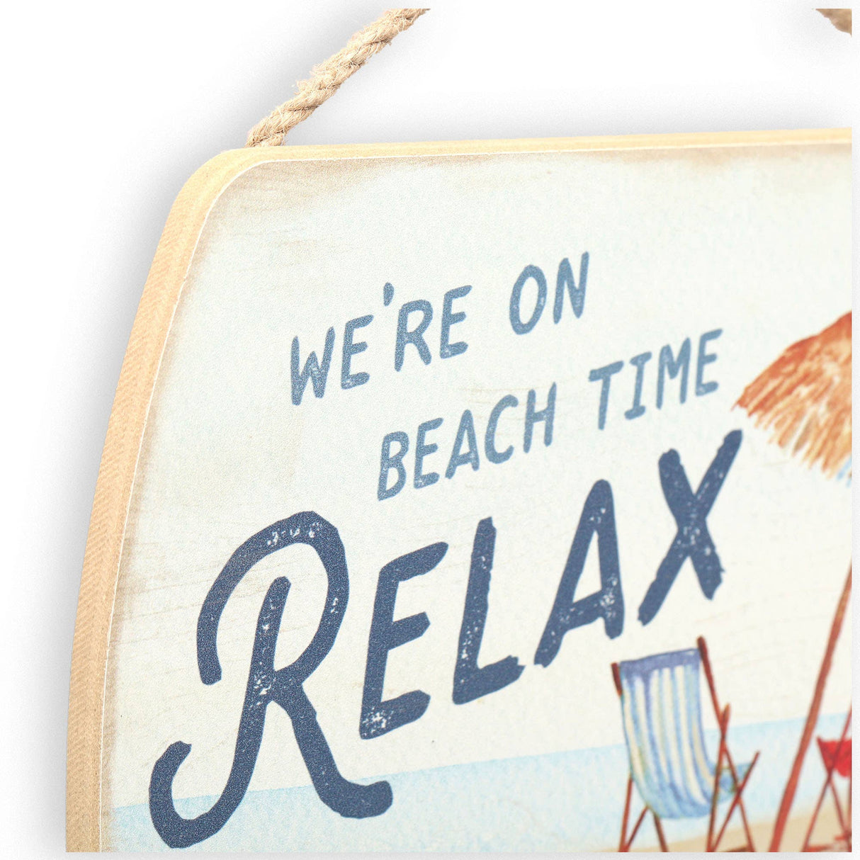 We're On Beach Time Hanging Wood Decor