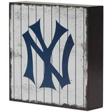 New York Yankees Logo On Wood Block Wall Decor