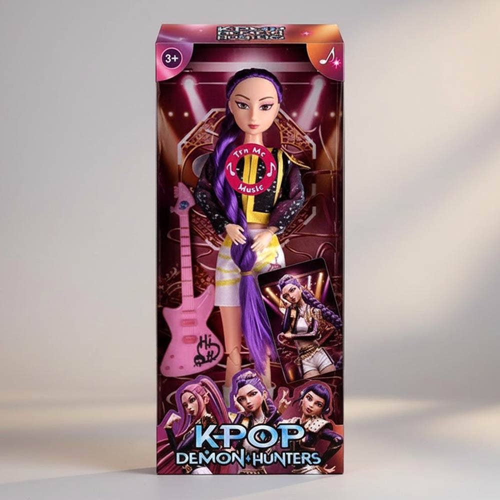 Light Up Kpop Demon Hunters Character Figure Doll with Guitar