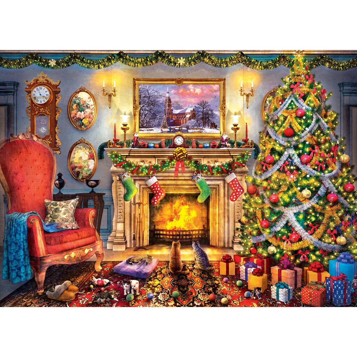 Season's Greetings - Festive Fireplace 1000 Piece Puzzle