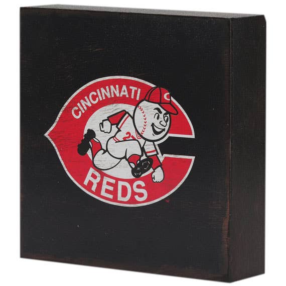Cincinnati Reds Logo On Wood Block Wall Decor