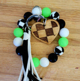 Neon Glow-the-Dark Green Silicone Wristlet with Wavy Beads