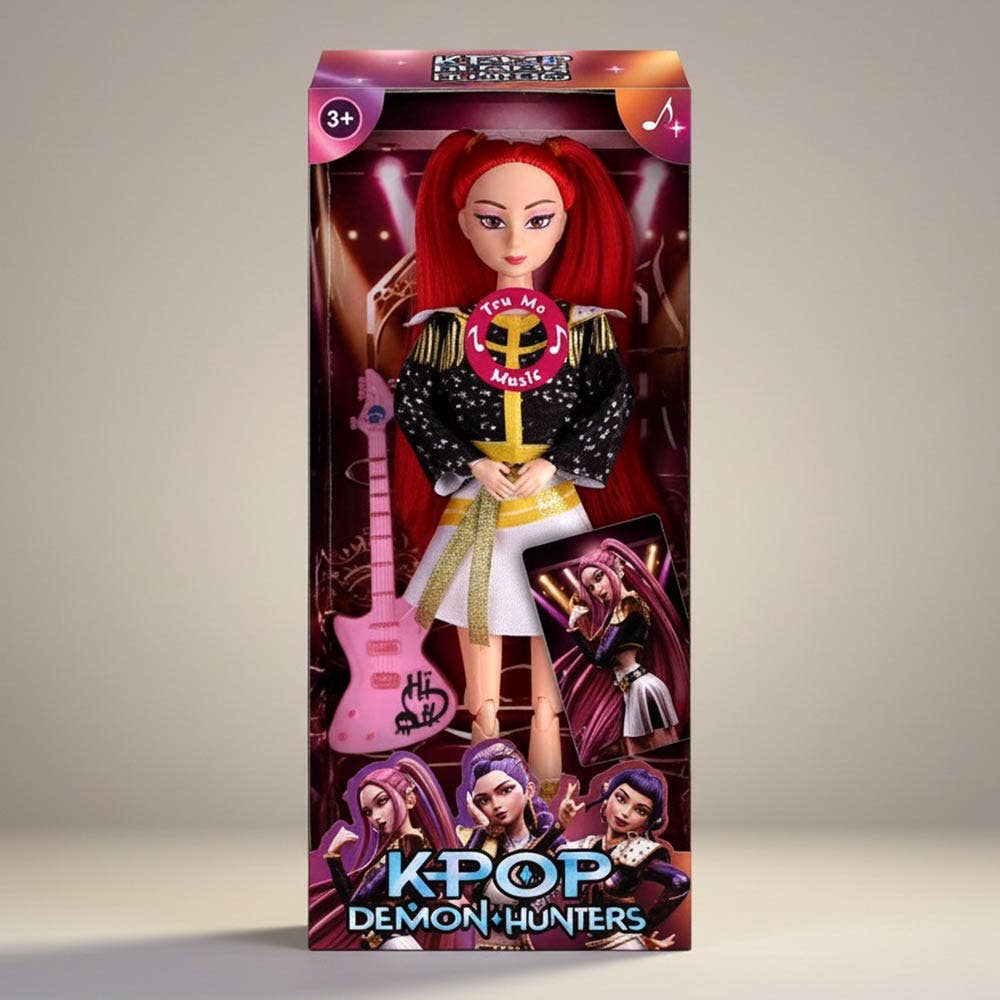 Light Up Kpop Demon Hunters Character Figure Doll with Guitar