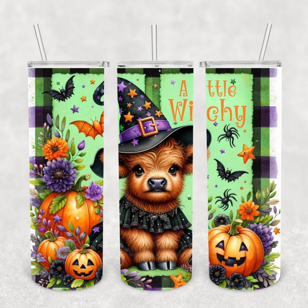 Halloween Baby Highland Cow Witch 20oz Tumbler