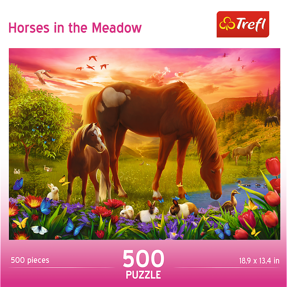500 Piece Jigsaw Puzzle - Family of Horses