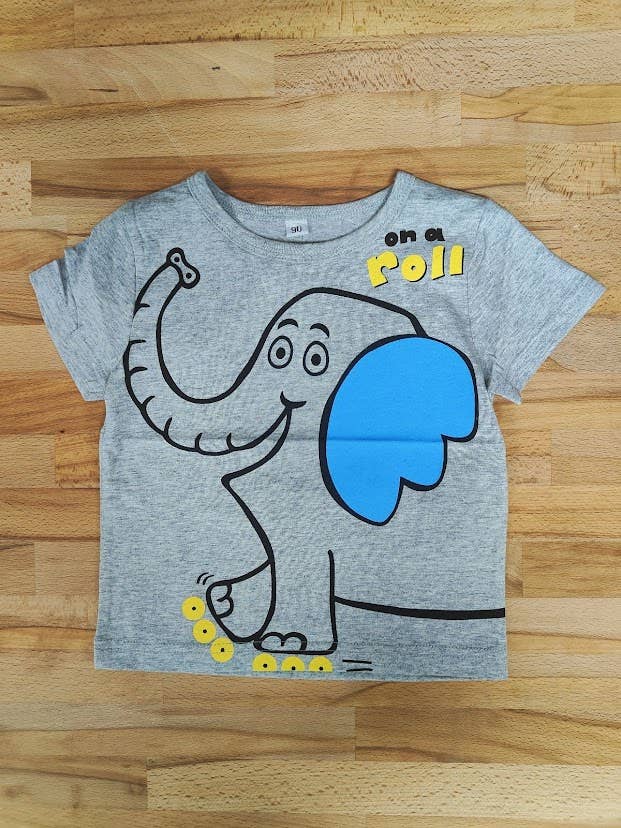 Grey Elephant Graphic Boy T-Shirt
