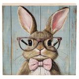 Bunny In Pink Specs Block - 5 In Sq