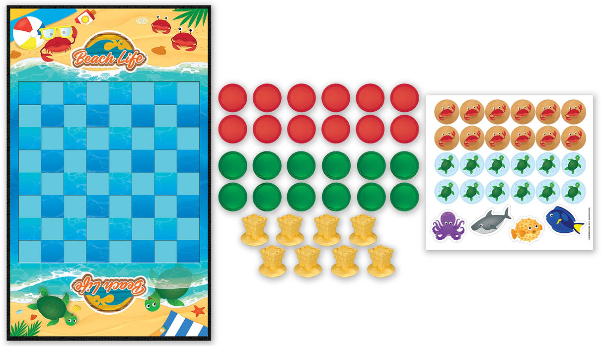 Beach Life Checkers Board Game