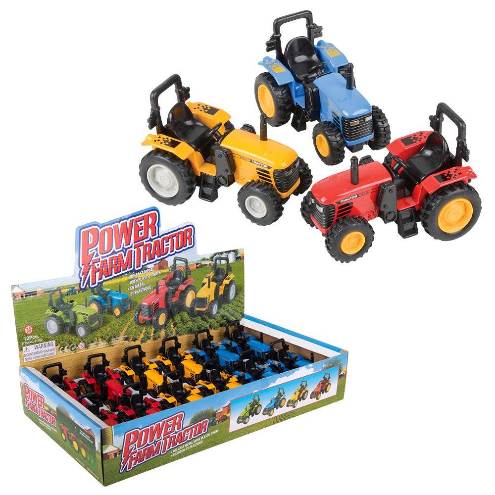 4" Diecast Pull Back Farm Tractor