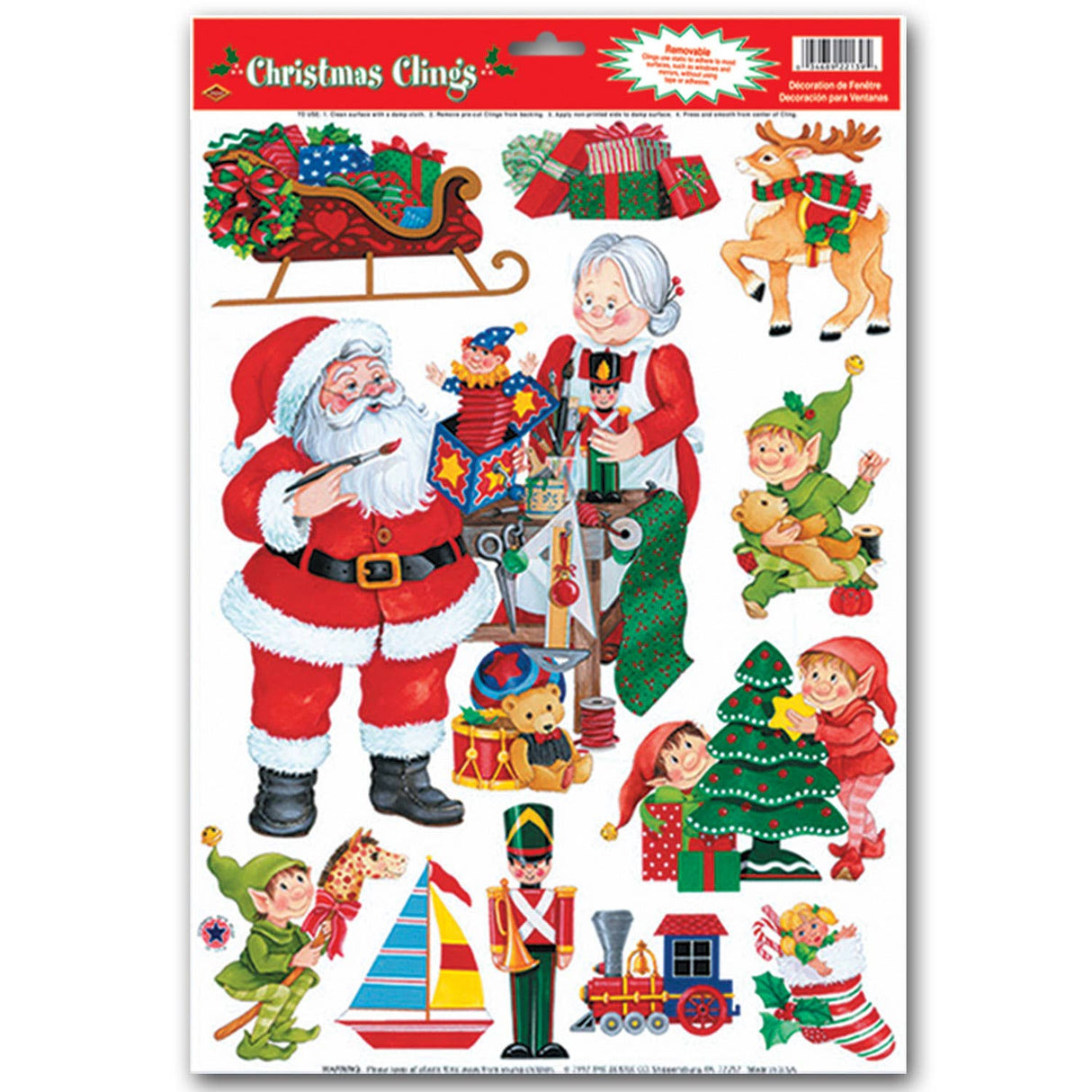 Santa's Workshop Clings, 12"x17" sheet