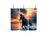 Alpha Printing 20oz Stainless-Steel Tumblers-Horse Running On Beach Design