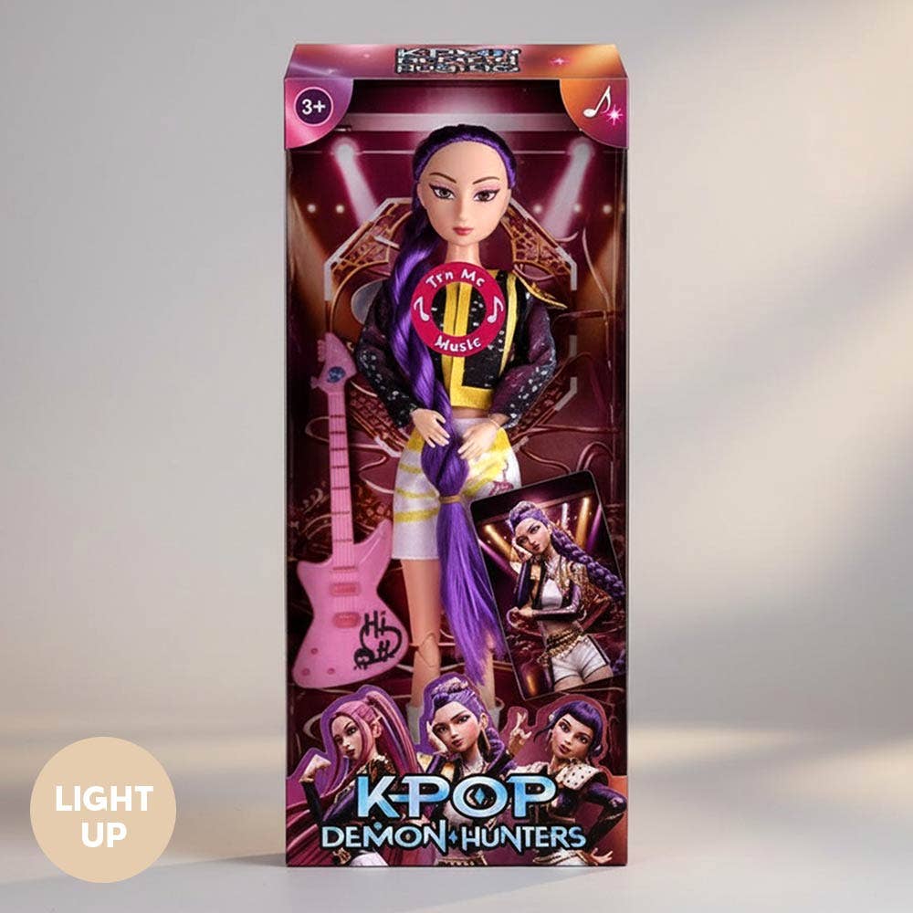 Light Up Kpop Demon Hunters Character Figure Doll with Guitar