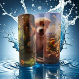 Puppy Sitting on Rock 20oz tumbler with straw
