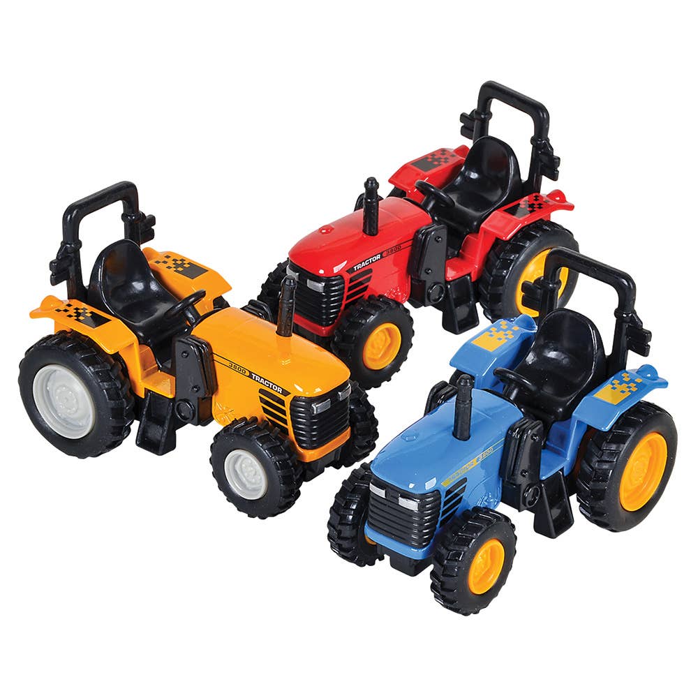 4" Diecast Pull Back Farm Tractor