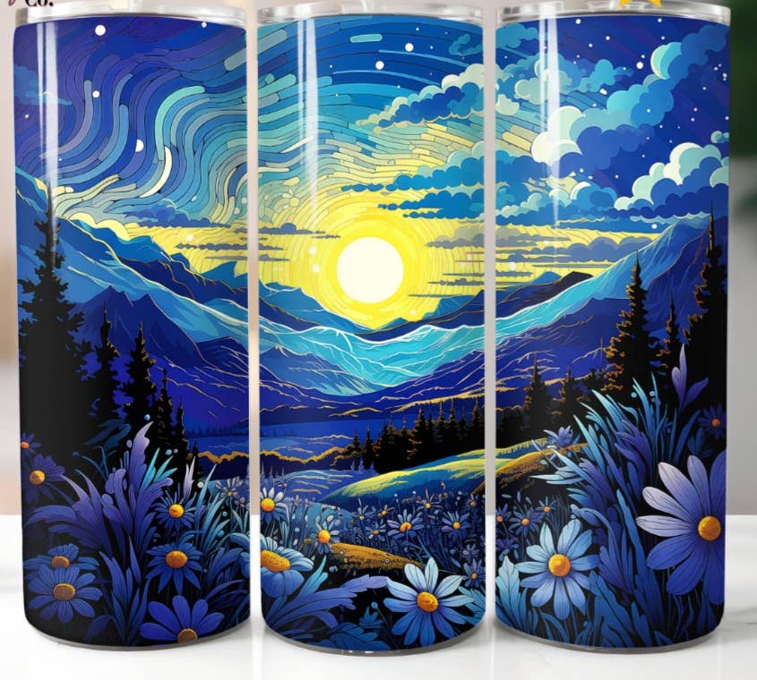 Stained Glass Mountain Valley 20oz Stainless Steel Tumbler