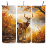 Alpha Printing 20oz Stainless Steel Tumblers-whitetail deer in woods