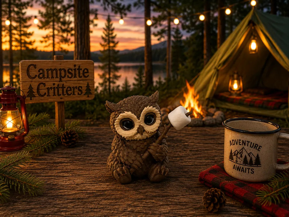 Owl Campsite Critter 3D Printed