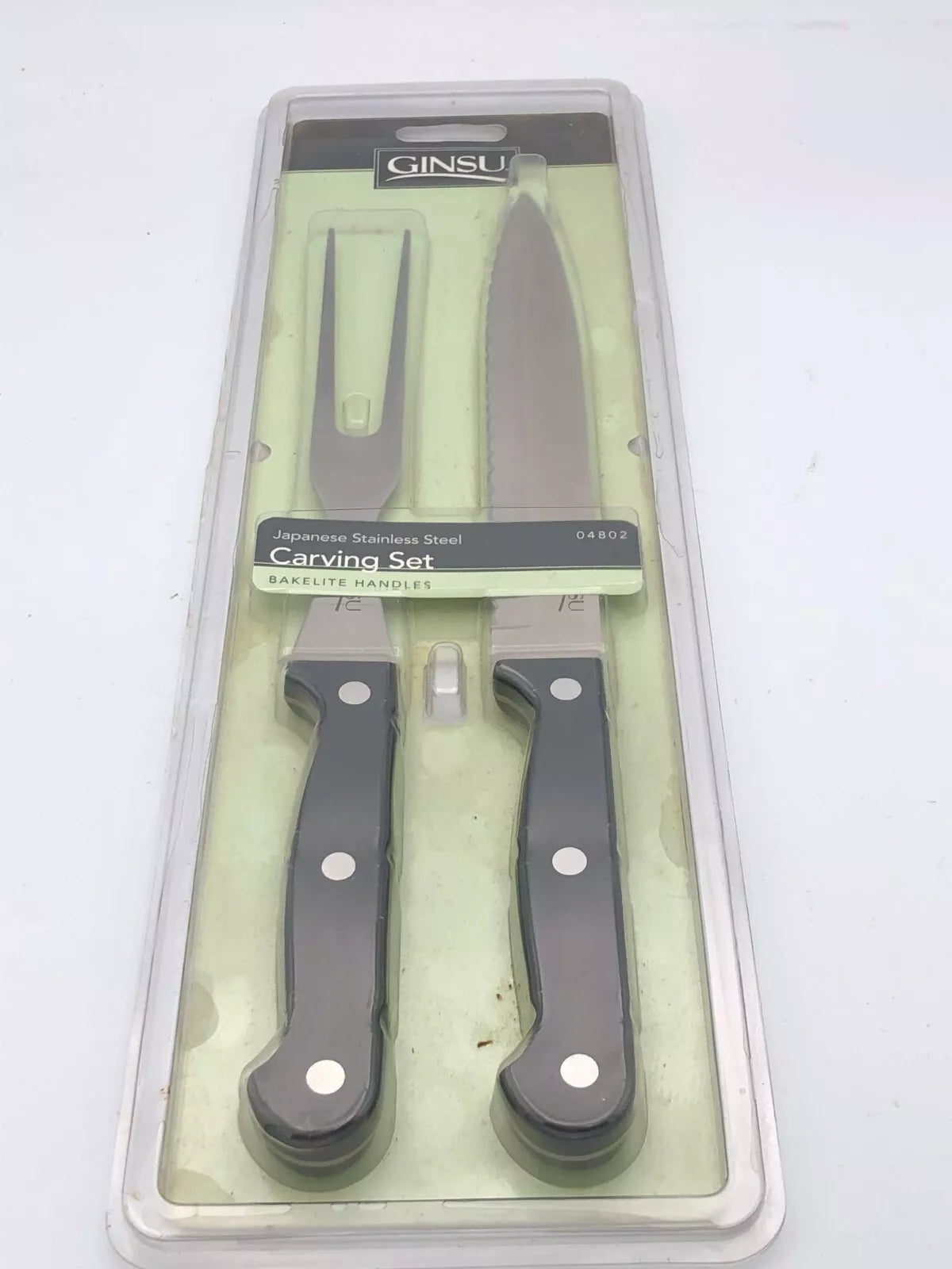 Ginsu Carving Set 2 Piece Bakelite Handles Full Tang No Sharpening Dbl Edge NEW