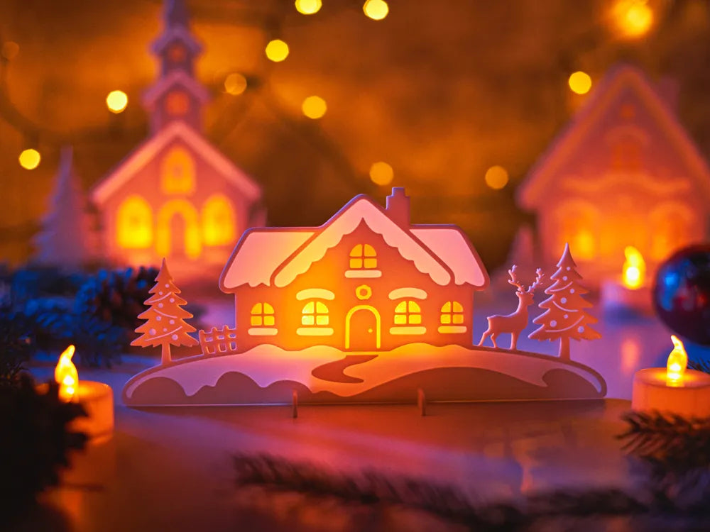 Cute Winter House Tea Light 3D Printed